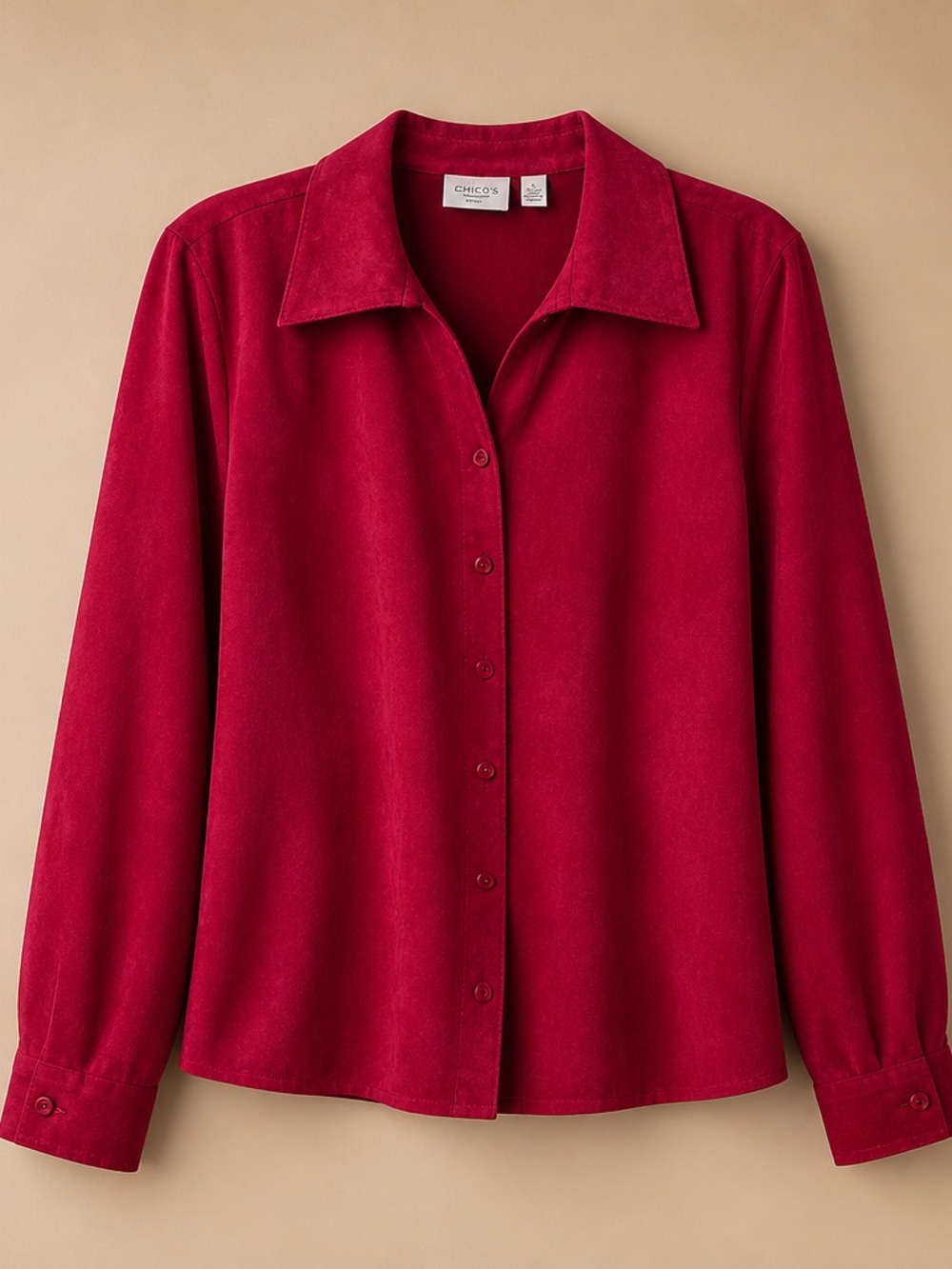 Sonoma Petitte Large Polyester So Ho Spice Button Down Red Shirt